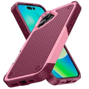 For iPhone 16 Plus PC + TPU Shockproof Protective Phone Case(Pink+Dark Red)