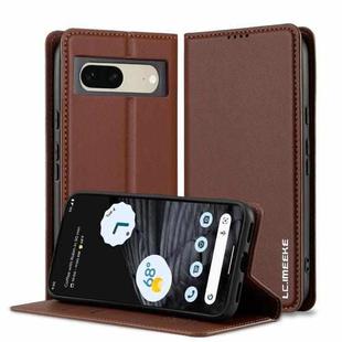 For Google Pixel 7 5G LC.IMEEKE L1 Series Frosted Fine Texture PU Phone Case(Brown)