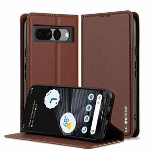 For Google Pixel 7 Pro 5G LC.IMEEKE L1 Series Frosted Fine Texture PU Phone Case(Brown)