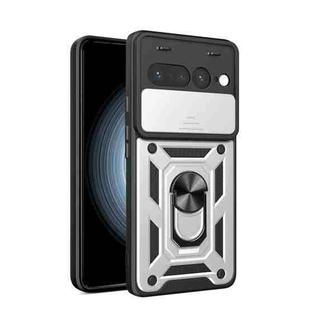 For Google Pixel 7 Pro 5G Sliding Camera Cover Design TPU+PC Phone Case(Silver)