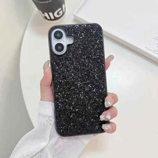 For iPhone 16 Plus Glitter Powder Shockproof TPU Phone Case(Black)