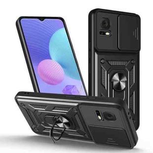 For TCL 405 / 406 / 408 Sliding Camera Cover Design TPU+PC Phone Case(Black)