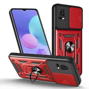 For TCL 405 / 406 / 408 Sliding Camera Cover Design TPU+PC Phone Case(Red)