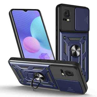 For TCL 405 / 406 / 408 Sliding Camera Cover Design TPU+PC Phone Case(Blue)