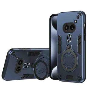 For Nothing Phone 2a Metal Ring 360 Degree Rotating Holder PC Hybrid TPU Phone Case(Navy Blue)