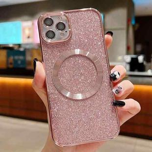 For iPhone 11 Pro Electroplating Pure Color Glitter Powder MagSafe Phone Case(Pink)