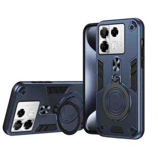 For Infinix Note 40 Pro 4G Metal Ring 360 Degree Rotating Holder PC Hybrid TPU Phone Case(Navy Blue)