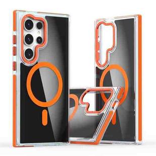 For Samsung Galaxy S24 Ultra 5G Dual-Color Transparent Black Magsafe Phone Case(Orange)