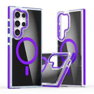 For Samsung Galaxy S24 Ultra 5G Dual-Color Transparent Black Magsafe Phone Case(Purple)