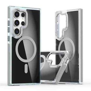 For Samsung Galaxy S24 Ultra 5G Dual-Color Transparent Black Magsafe Phone Case(Gray)