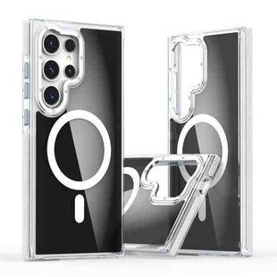 For Samsung Galaxy S24 Ultra 5G Dual-Color Transparent Black Magsafe Phone Case(White)