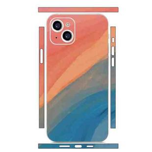 For iPhone 15 Plus All-inclusive PET Phone Decal Adhesive Sticker(Blue Orange)