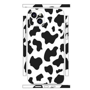 For iPhone 14 Plus All-inclusive PET Phone Decal Adhesive Sticker(Black White Cow Pattern)