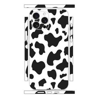 For iPhone 14 Pro All-inclusive PET Phone Decal Adhesive Sticker(Black White Cow Pattern)