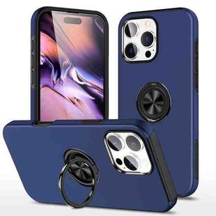 For iPhone 16 Pro Max PC Hybrid TPU Magnetic Ring Holder Phone Case(Navy Blue)