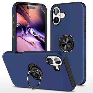 For iPhone 16 Plus PC Hybrid TPU Magnetic Ring Holder Phone Case(Navy Blue)