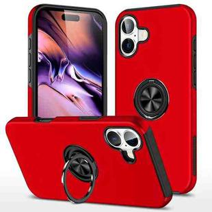 For iPhone 16 Plus PC Hybrid TPU Magnetic Ring Holder Phone Case(Red)