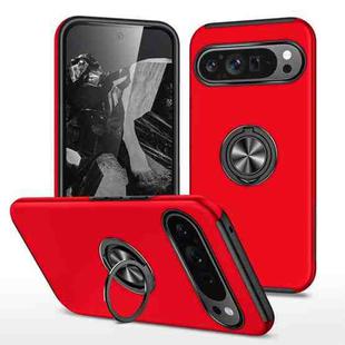 For Google Pixel 9 Pro PC Hybrid TPU Magnetic Ring Holder Phone Case(Red)