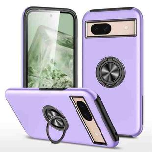 For Google Pixel 8a PC Hybrid TPU Magnetic Ring Holder Phone Case(Purple)