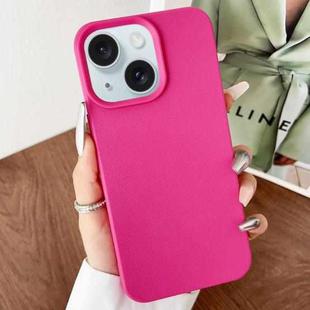 For iPhone 15 Leather Texture TPU Full Coverage Phone Case(Rose Red)