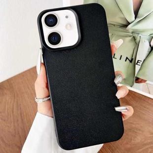 For iPhone 12 Leather Texture TPU Full Coverage Phone Case(Black)