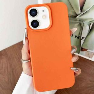 For iPhone 12 Leather Texture TPU Full Coverage Phone Case(Orange)