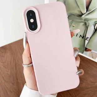 For iPhone X / XS Leather Texture TPU Full Coverage Phone Case(Pink)