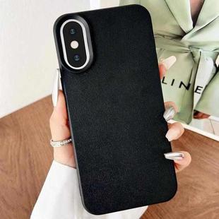 For iPhone X / XS Leather Texture TPU Full Coverage Phone Case(Black)