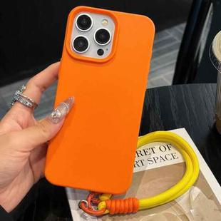 For iPhone 16 Pro Leather Texture TPU Full Coverage Phone Case with Lanyard(Orange)