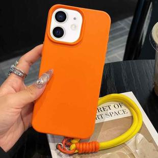 For iPhone 11 Leather Texture TPU Full Coverage Phone Case with Lanyard(Orange)