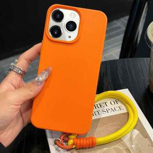 For iPhone 11 Pro Leather Texture TPU Full Coverage Phone Case with Lanyard(Orange)