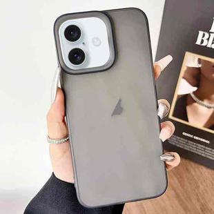 For iPhone 16 Plus Frosted Translucent TPU Full Coverage Phone Case(Black)