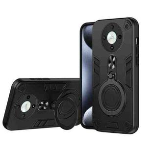 For Honor X9b / Magic6 Lite 5G Metal Ring 360 Degree Rotating Holder PC Hybrid TPU Phone Case(Black)