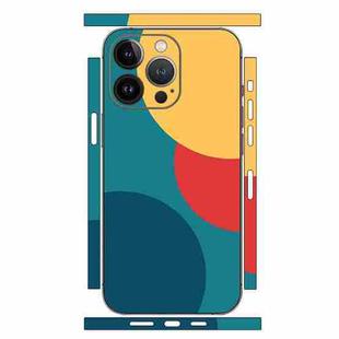 For iPhone 12 Pro Geometric Style All-inclusive PET Phone Decal Adhesive Sticker(Yellow Red)