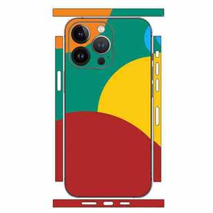 For iPhone 12 Pro Geometric Style All-inclusive PET Phone Decal Adhesive Sticker(Dark Red Yellow)