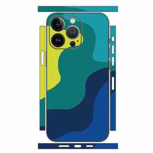 For iPhone 12 Pro Geometric Style All-inclusive PET Phone Decal Adhesive Sticker(Green Blue)