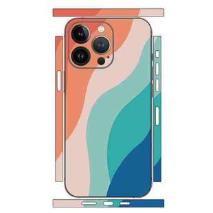 For iPhone 12 Pro Max Geometric Style All-inclusive PET Phone Decal Adhesive Sticker(Orange Pink)