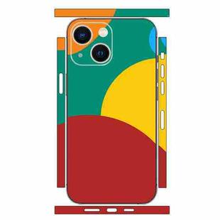 For iPhone 13 Geometric Style All-inclusive PET Phone Decal Adhesive Sticker(Dark Red Yellow)