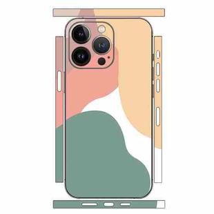 For iPhone 15 Pro Geometric Style All-inclusive PET Phone Decal Adhesive Sticker(Green White)