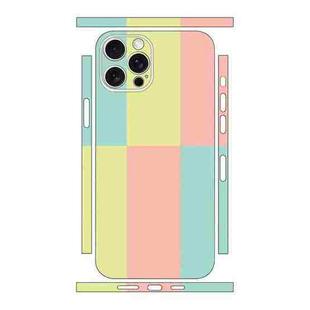 For iPhone 13 Pro Max Color Matching All-inclusive PET Phone Decal Adhesive Sticker(Green Pink)