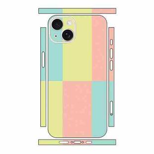 For iPhone 14 Color Matching All-inclusive PET Phone Decal Adhesive Sticker(Green Pink)