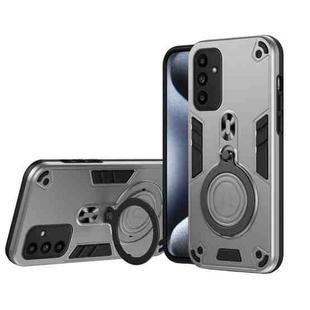 For Samsung Galaxy A15 Metal Ring 360 Degree Rotating Holder PC Hybrid TPU Phone Case(Silver Grey)