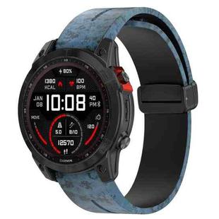 For Garmin Fenix 7S Magnetic Folding Black Buckle Color Printed Silicone Watch Band(Mosaic)