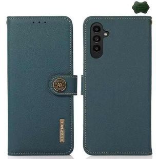For Samsung Galaxy A17 5G KHAZNEH Custer Genuine Leather RFID Phone Case(Green)