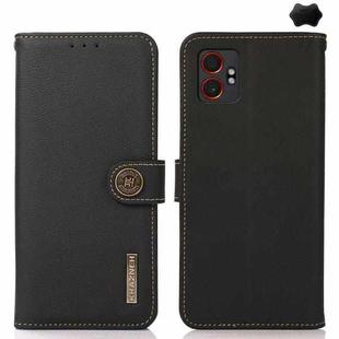 For Samsung Galaxy XCover7 Pro KHAZNEH Custer Genuine Leather RFID Phone Case(Black)