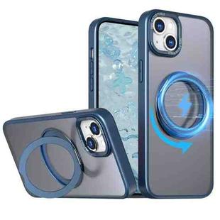 For iPhone 15 Plus Wing Series MagSafe Magnetic Ring Holder Phone Case(Blue)