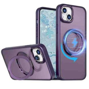 For iPhone 15 Plus Wing Series MagSafe Magnetic Ring Holder Phone Case(Dark Purple)