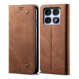 For Redmi K70 Ultra 5G Denim Texture Casual Style Horizontal Flip Leather Case(Brown)