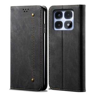 For Redmi K70 Ultra 5G Denim Texture Casual Style Horizontal Flip Leather Case(Black)