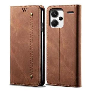 For Redmi Note 13 Pro+ Denim Texture Casual Style Horizontal Flip Leather Case(Brown)